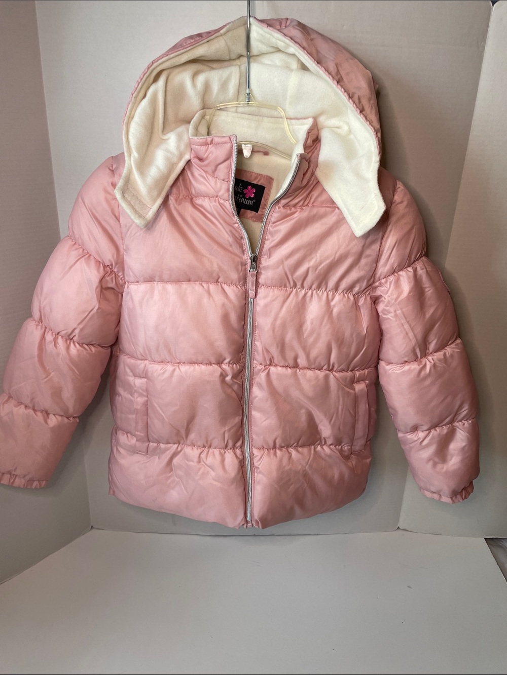 Pink Platinum Youth Size 10/12 Puffer Jacket with Hood ,Heavy Winter Coat
